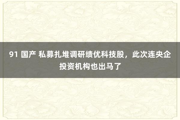 91 国产 私募扎堆调研绩优科技股，此次连央企投资机构也出马了