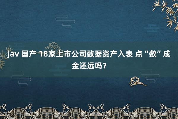 jav 国产 18家上市公司数据资产入表 点“数”成金还远吗？